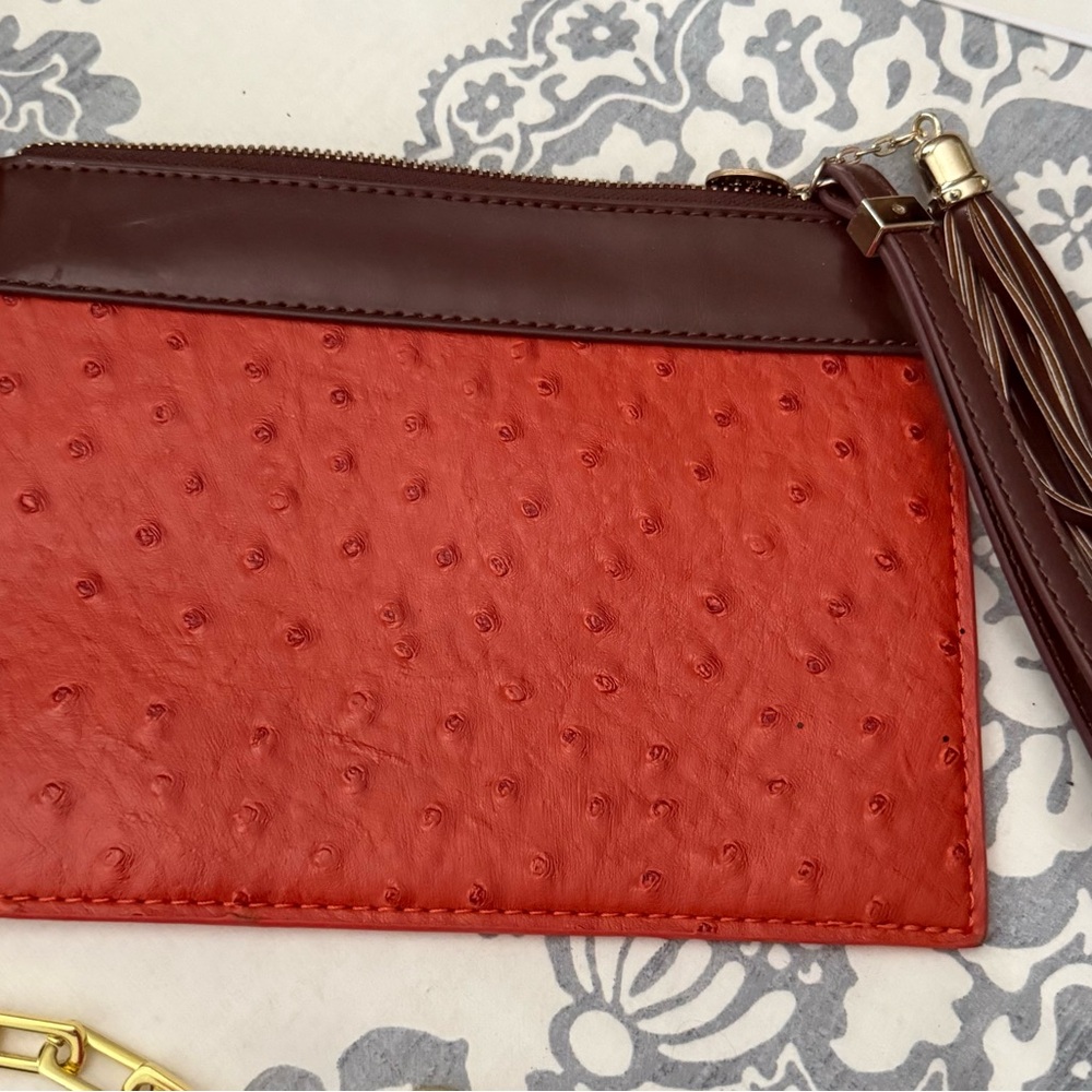 Elegant Orange and Brown Clutch